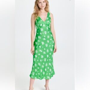 KITRI Claire Green Mono Floral Slip Dress